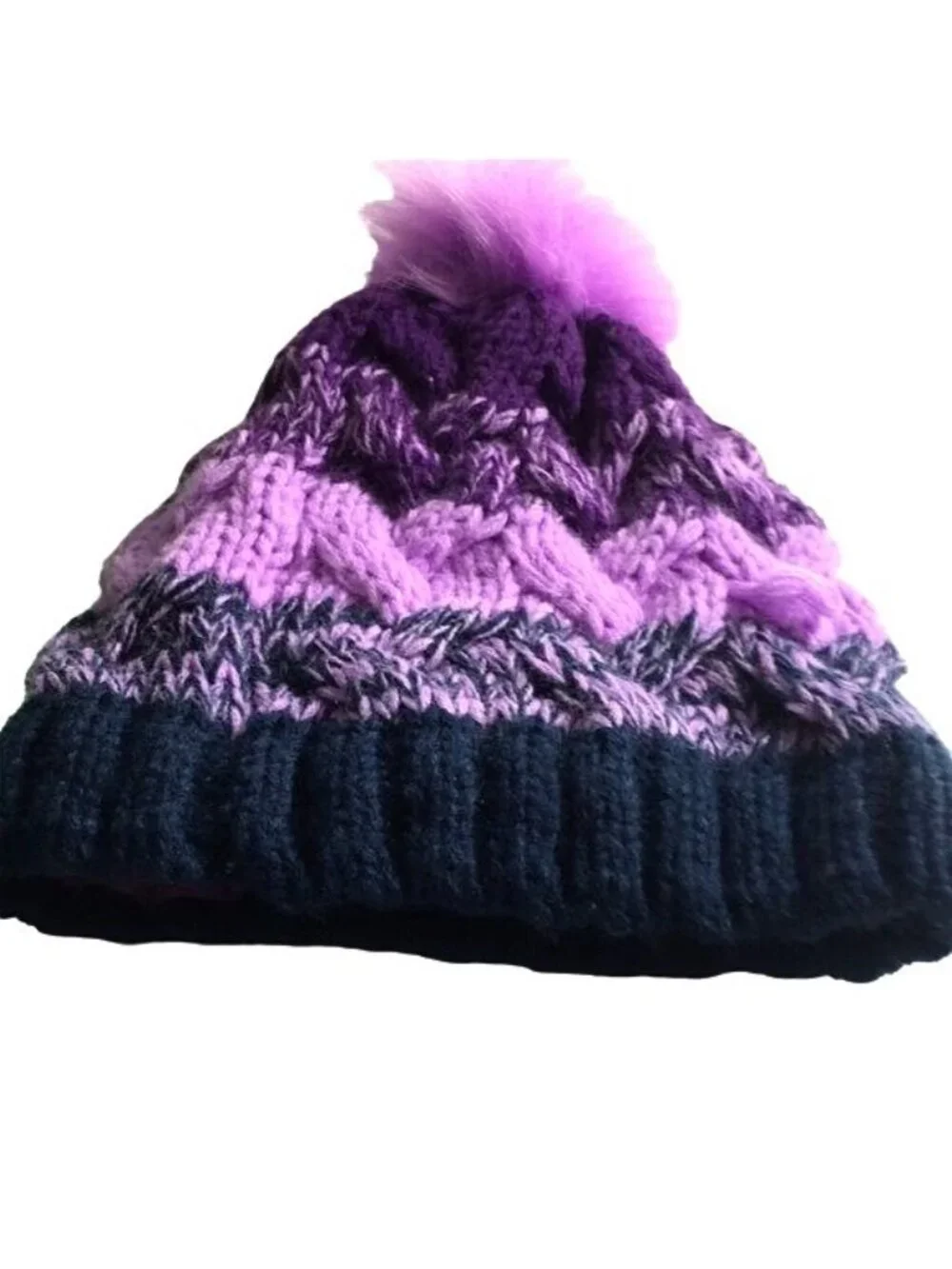 Girls Beanie & Headband Purple/Blue/Green One Size